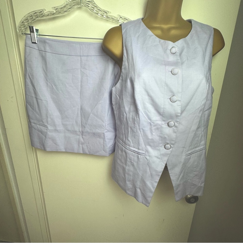 Edit By Nine Lilic RecycledFibre Linen Rayon Sleeveless Top/Mini Skirt Set NWT S